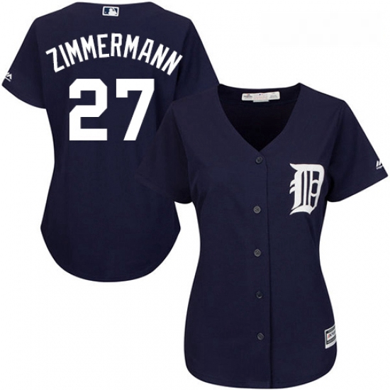 Womens Majestic Detroit Tigers 27 Jordan Zimmermann Authentic Navy Blue Alternate Cool Base MLB Jers