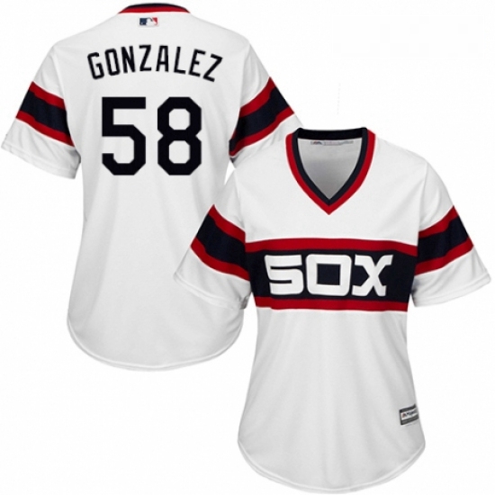 Womens Majestic Chicago White Sox 58 Miguel Gonzalez Authentic White 2013 Alternate Home Cool Base M