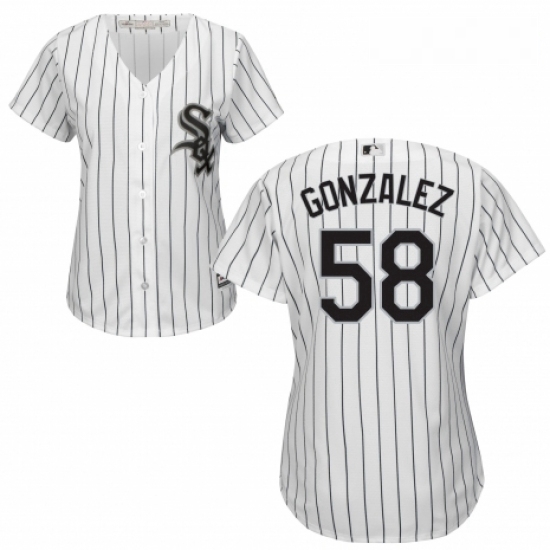 Womens Majestic Chicago White Sox 58 Miguel Gonzalez Authentic White Home Cool Base MLB Jersey