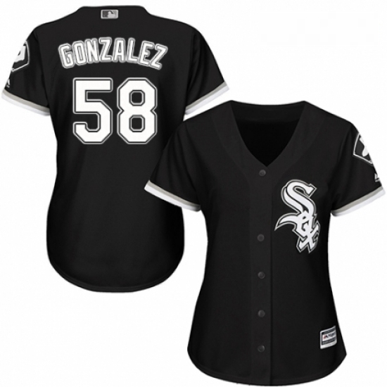 Womens Majestic Chicago White Sox 58 Miguel Gonzalez Replica Black Alternate Home Cool Base MLB Jers