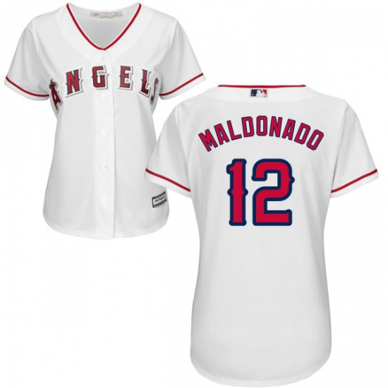 Womens Majestic Los Angeles Angels of Anaheim 12 Martin Maldonado Authentic White Home Cool Base MLB