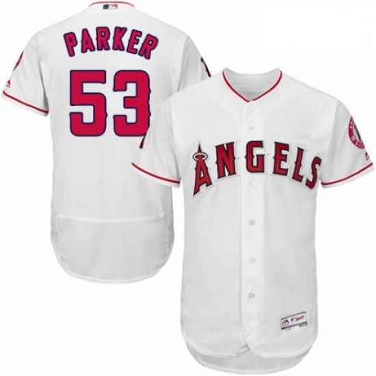 Mens Majestic Los Angeles Angels of Anaheim 53 Blake Parker White Home Flex Base Authentic Collectio