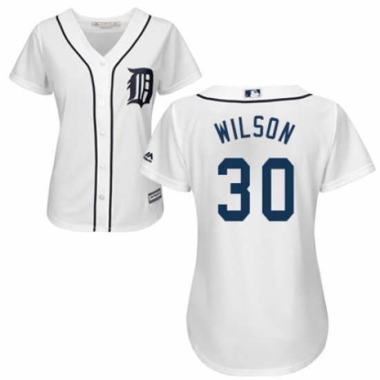 Womens Majestic Detroit Tigers 30 Alex Wilson Authentic White Home Cool Base MLB Jersey