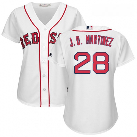 Womens Majestic Boston Red Sox 28 J D Martinez Authentic White Home MLB Jersey