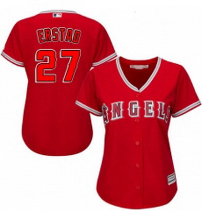 Womens Majestic Los Angeles Angels of Anaheim 27 Darin Erstad Authentic Red Alternate MLB Jersey