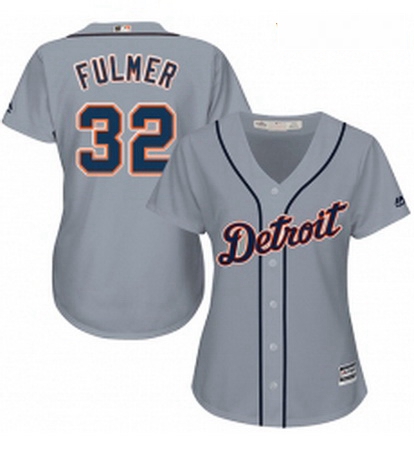 Womens Majestic Detroit Tigers 32 Michael Fulmer Replica Grey Road Cool Base MLB Jersey