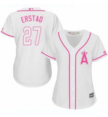 Womens Majestic Los Angeles Angels of Anaheim 27 Darin Erstad Authentic White Fashion Cool Base MLB 