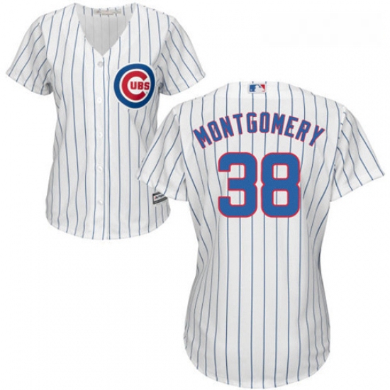 Womens Majestic Chicago Cubs 38 Mike Montgomery Replica White Home Cool Base MLB Jersey