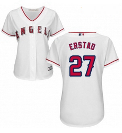 Womens Majestic Los Angeles Angels of Anaheim 27 Darin Erstad Replica White Home Cool Base MLB Jerse