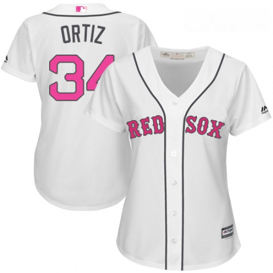 Womens Majestic Boston Red Sox 34 David Ortiz Replica White Mothers Day MLB Jersey