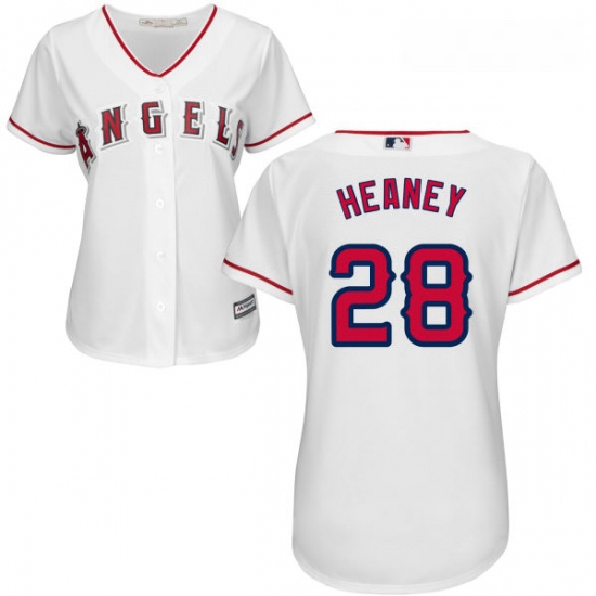 Womens Majestic Los Angeles Angels of Anaheim 28 Andrew Heaney Authentic White Home Cool Base MLB Je