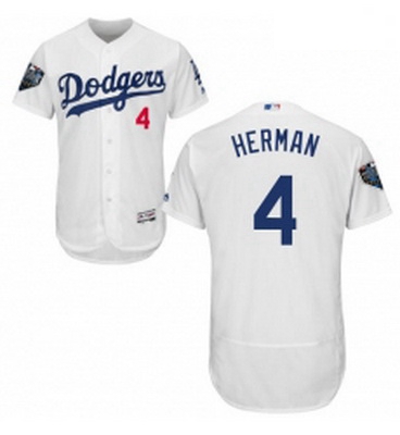 Mens Majestic Los Angeles Dodgers 4 Babe Herman White Home Flex Base Authentic Collection 2018 World