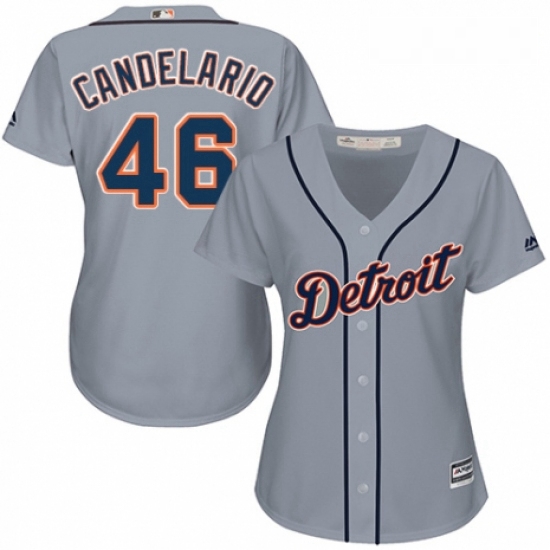 Womens Majestic Detroit Tigers 46 Jeimer Candelario Authentic Grey Road Cool Base MLB Jersey