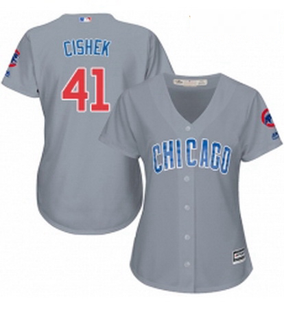 Womens Majestic Chicago Cubs 41 Steve Cishek Authentic Grey Road MLB Jersey