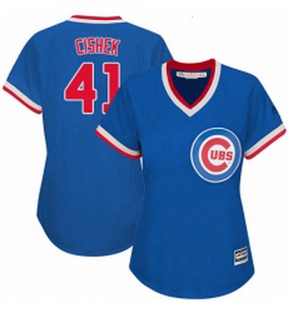 Womens Majestic Chicago Cubs 41 Steve Cishek Authentic Royal Blue Cooperstown MLB Jersey