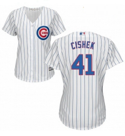 Womens Majestic Chicago Cubs 41 Steve Cishek Authentic White Home Cool Base MLB Jersey