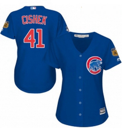 Womens Majestic Chicago Cubs 41 Steve Cishek Replica Royal Blue Alternate MLB Jersey