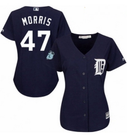 Womens Majestic Detroit Tigers 47 Jack Morris Authentic Navy Blue Alternate Cool Base MLB Jersey