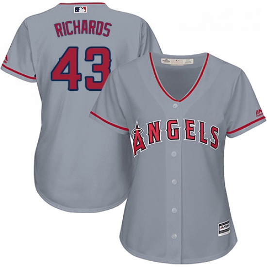 Womens Majestic Los Angeles Angels of Anaheim 43 Garrett Richards Authentic Grey Road Cool Base MLB 