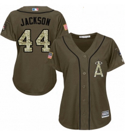 Womens Majestic Los Angeles Angels of Anaheim 44 Reggie Jackson Authentic Green Salute to Service ML