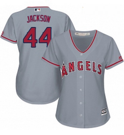 Womens Majestic Los Angeles Angels of Anaheim 44 Reggie Jackson Authentic Grey Road Cool Base MLB Je