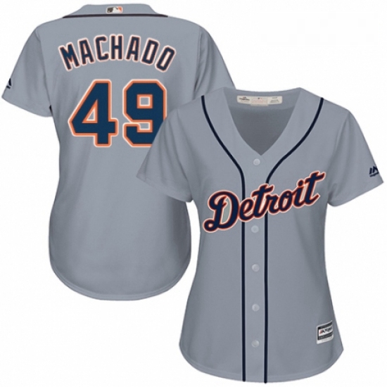 Womens Majestic Detroit Tigers 49 Dixon Machado Authentic Grey Road Cool Base MLB Jersey