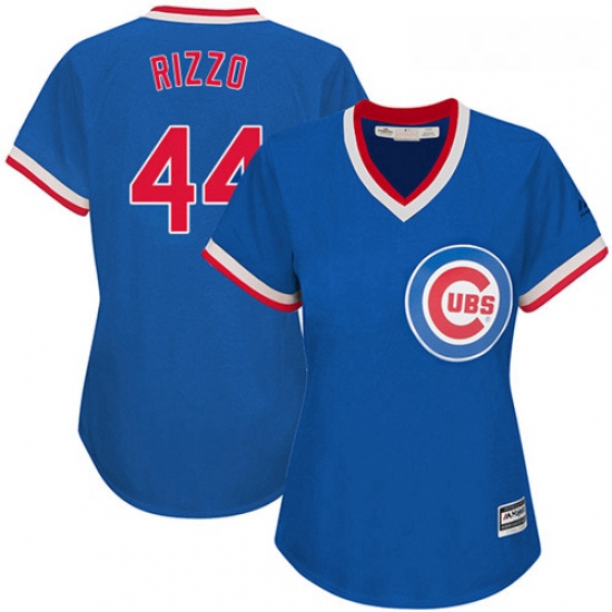 Womens Majestic Chicago Cubs 44 Anthony Rizzo Authentic Royal Blue Cooperstown MLB Jersey