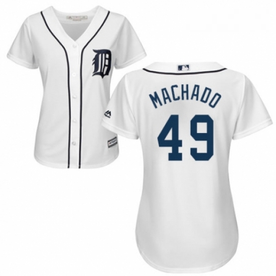 Womens Majestic Detroit Tigers 49 Dixon Machado Authentic White Home Cool Base MLB Jersey