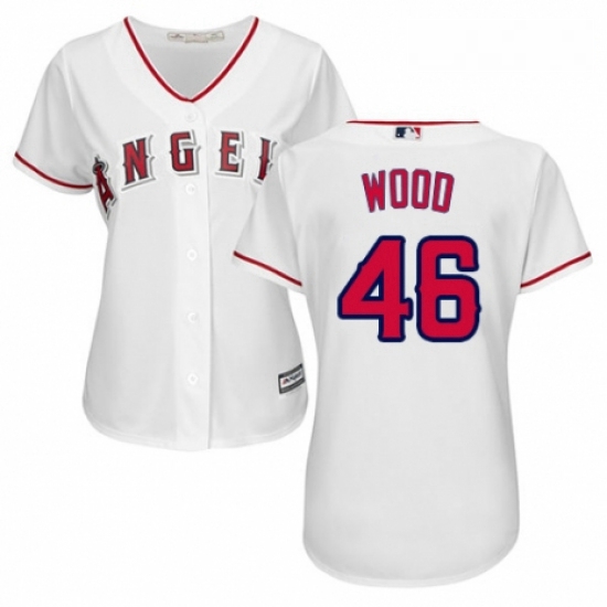 Womens Majestic Los Angeles Angels of Anaheim 46 Blake Wood Authentic White Home Cool Base MLB Jerse