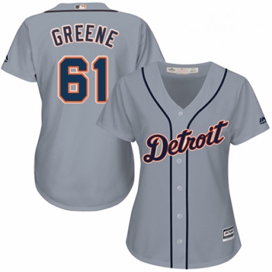 Womens Majestic Detroit Tigers 61 Shane Greene Authentic Grey Road Cool Base MLB Jersey