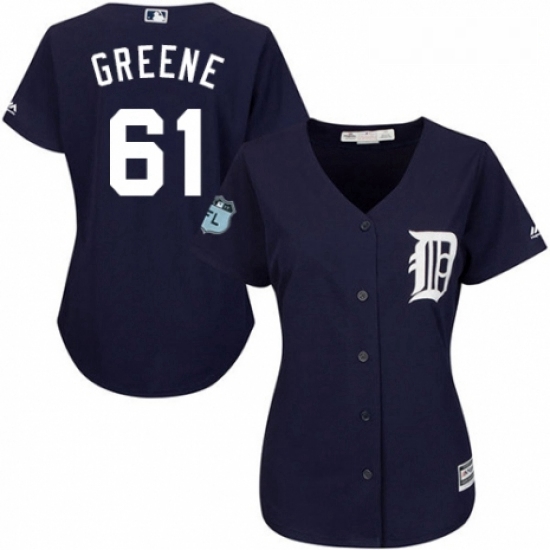 Womens Majestic Detroit Tigers 61 Shane Greene Authentic Navy Blue Alternate Cool Base MLB Jersey