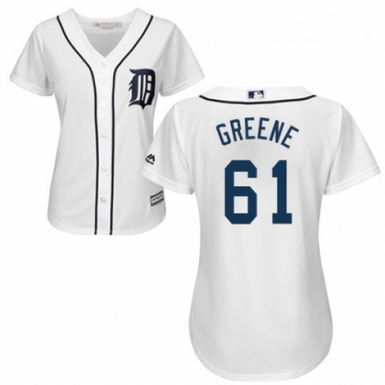 Womens Majestic Detroit Tigers 61 Shane Greene Authentic White Home Cool Base MLB Jersey