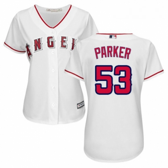 Womens Majestic Los Angeles Angels of Anaheim 53 Blake Parker Authentic White Home Cool Base MLB Jer