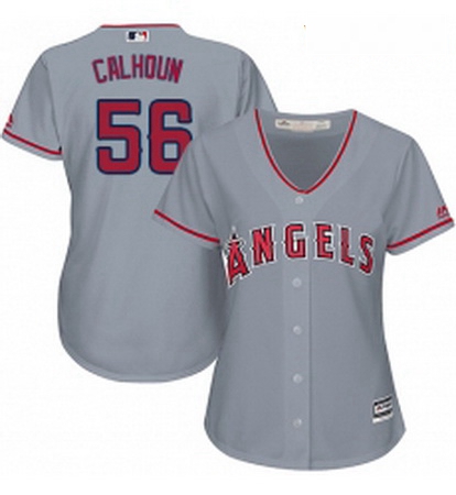 Womens Majestic Los Angeles Angels of Anaheim 56 Kole Calhoun Authentic Grey Road Cool Base MLB Jers