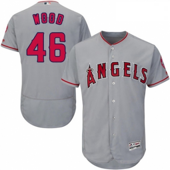 Mens Majestic Los Angeles Angels of Anaheim 46 Blake Wood Grey Road Flex Base Authentic Collection M