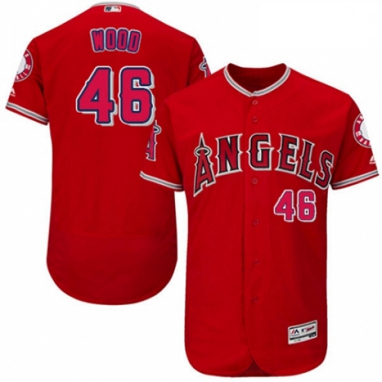 Mens Majestic Los Angeles Angels of Anaheim 46 Blake Wood Red Alternate Flex Base Authentic Collecti