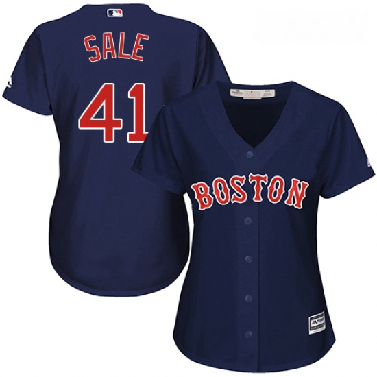 Womens Majestic Boston Red Sox 41 Chris Sale Authentic Navy Blue Alternate Road MLB Jersey