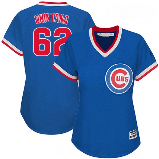 Womens Majestic Chicago Cubs 62 Jose Quintana Replica Royal Blue Cooperstown MLB Jersey