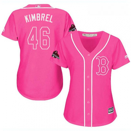 Womens Majestic Boston Red Sox 46 Craig Kimbrel Authentic Pink Fashion 2018 World Series Champions M