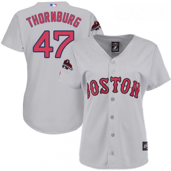 Womens Majestic Boston Red Sox 47 Tyler Thornburg Authentic Grey Road 2018 World Series Champions ML