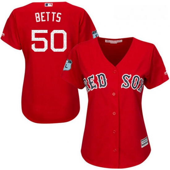 Womens Majestic Boston Red Sox 50 Mookie Betts Authentic Scarlet 2017 Spring Training Cool Base MLB 