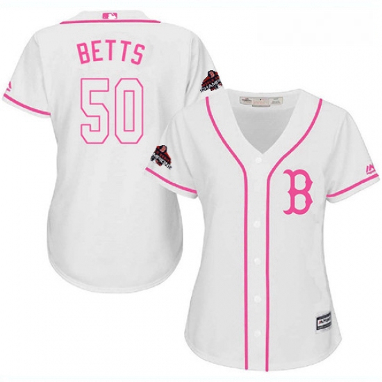 Womens Majestic Boston Red Sox 50 Mookie Betts Authentic White Fashion 2018 World Series Champions M