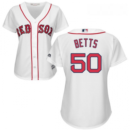 Womens Majestic Boston Red Sox 50 Mookie Betts Authentic White Home MLB Jersey