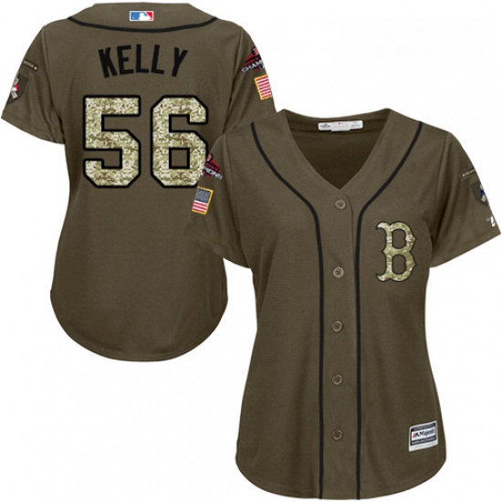 Womens Majestic Boston Red Sox 56 Joe Kelly Authentic Green Salute to Service 2018 World Series Cham