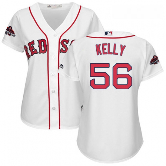 Womens Majestic Boston Red Sox 56 Joe Kelly Authentic White Home 2018 World Series Champions MLB Jer