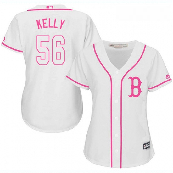 Womens Majestic Boston Red Sox 56 Joe Kelly Replica White Fashion MLB Jersey