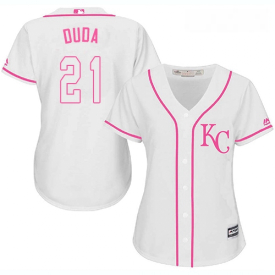 Womens Majestic Kansas City Royals 21 Lucas Duda Authentic White Fashion Cool Base MLB Jersey