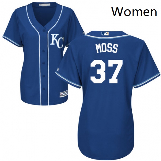 Womens Majestic Kansas City Royals 37 Brandon Moss Replica Blue Alternate 2 Cool Base MLB Jersey