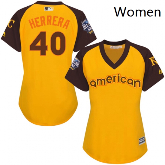 Womens Majestic Kansas City Royals 40 Kelvin Herrera Authentic Yellow 2016 All Star American League 