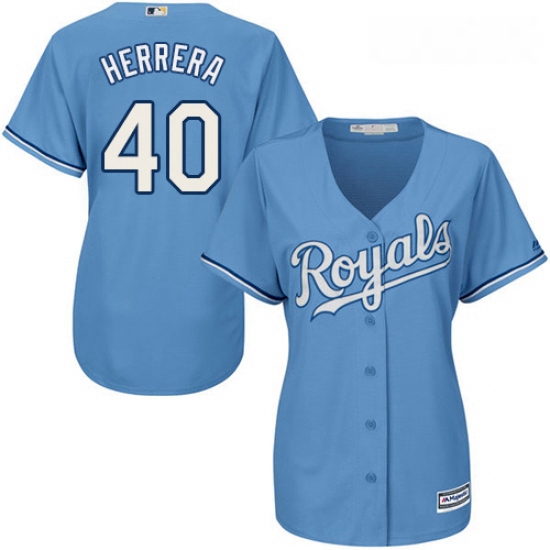 Womens Majestic Kansas City Royals 40 Kelvin Herrera Replica Light Blue Alternate 1 Cool Base MLB Je